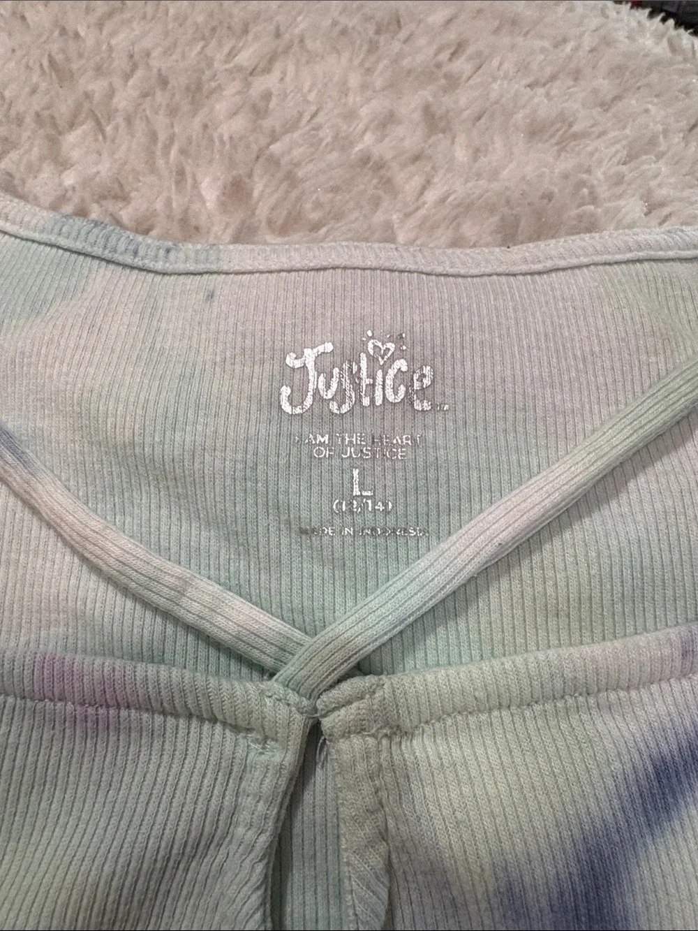 Justice Pastel Tie-Dye Keyhole Tee - Mint, Lavender, Navy